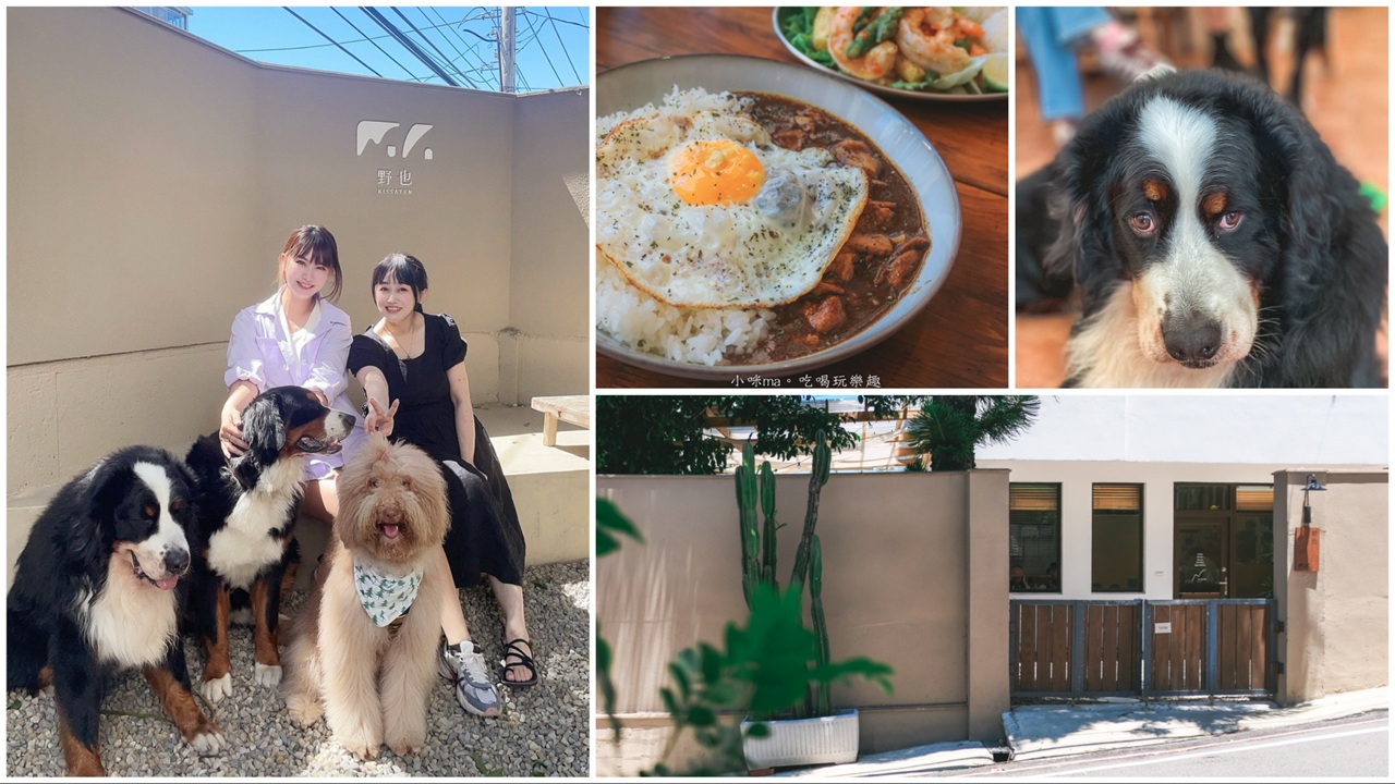 【桃園楊梅美食】野也 kissaten|藏在半山腰奶茶色系老宅咖啡廳、三隻巨型犬陪你喝咖啡,美到像在國外度假 - 第1張圖